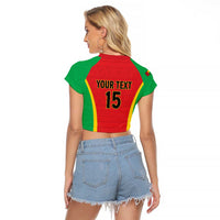Custom Guinea-Bissau Football Raglan Cropped T Shirt Vamos Djurtus