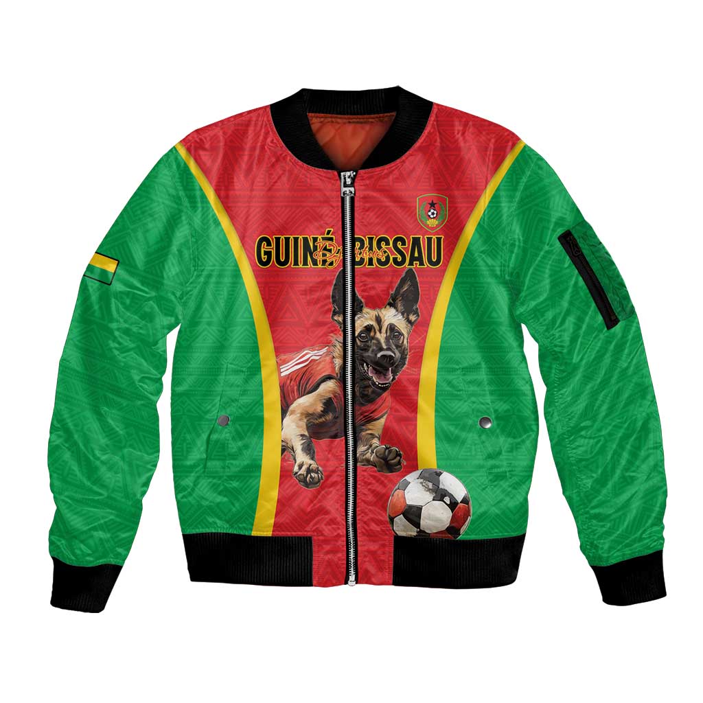Custom Guinea-Bissau Football Sleeve Zip Bomber Jacket Vamos Djurtus