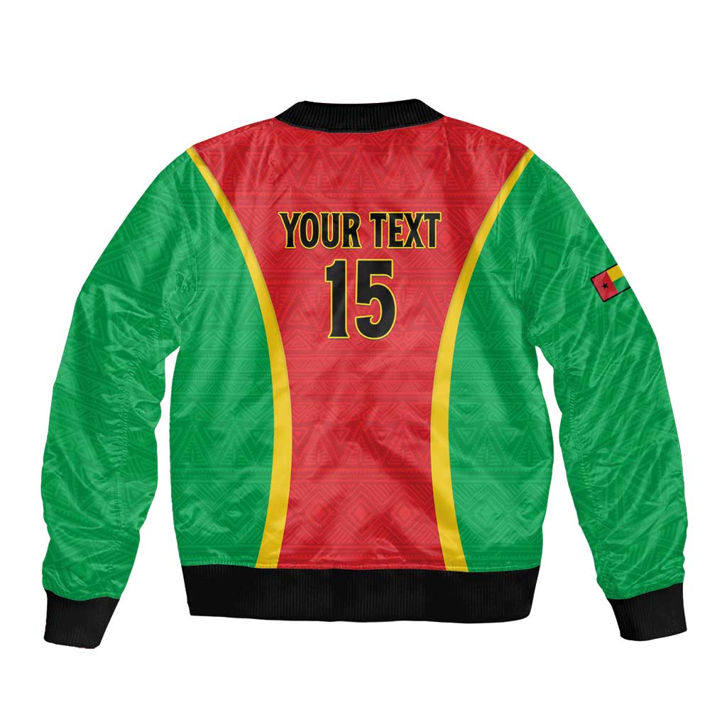 Custom Guinea-Bissau Football Sleeve Zip Bomber Jacket Vamos Djurtus