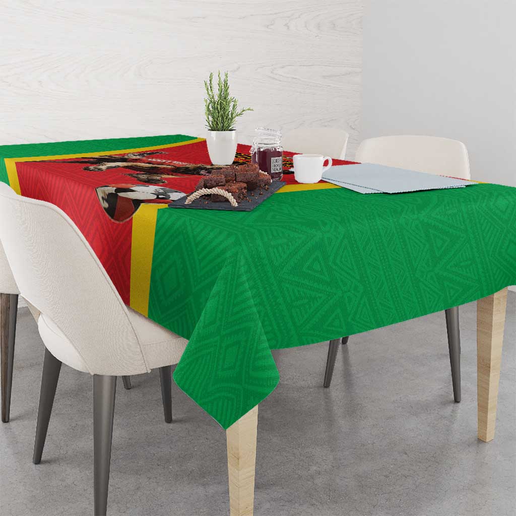 Custom Guinea-Bissau Football Tablecloth Vamos Djurtus