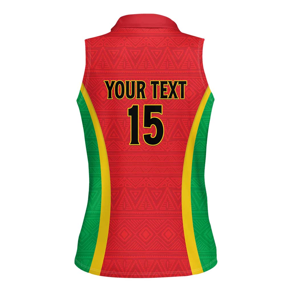 Custom Guinea-Bissau Football Women Sleeveless Polo Shirt Vamos Djurtus