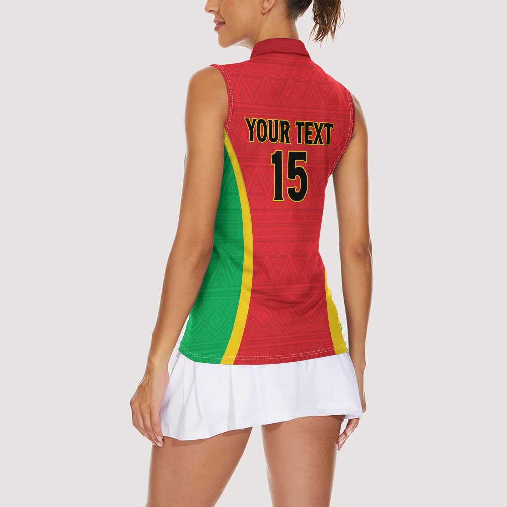 Custom Guinea-Bissau Football Women Sleeveless Polo Shirt Vamos Djurtus