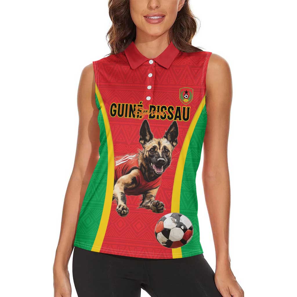 Custom Guinea-Bissau Football Women Sleeveless Polo Shirt Vamos Djurtus