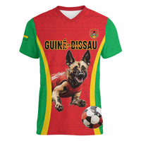 Custom Guinea-Bissau Football Women V-Neck T-Shirt Vamos Djurtus