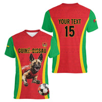 Custom Guinea-Bissau Football Women V-Neck T-Shirt Vamos Djurtus