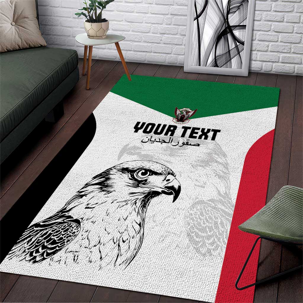 Custom Sudan Football Area Rug Yalla Falcons of Jediane