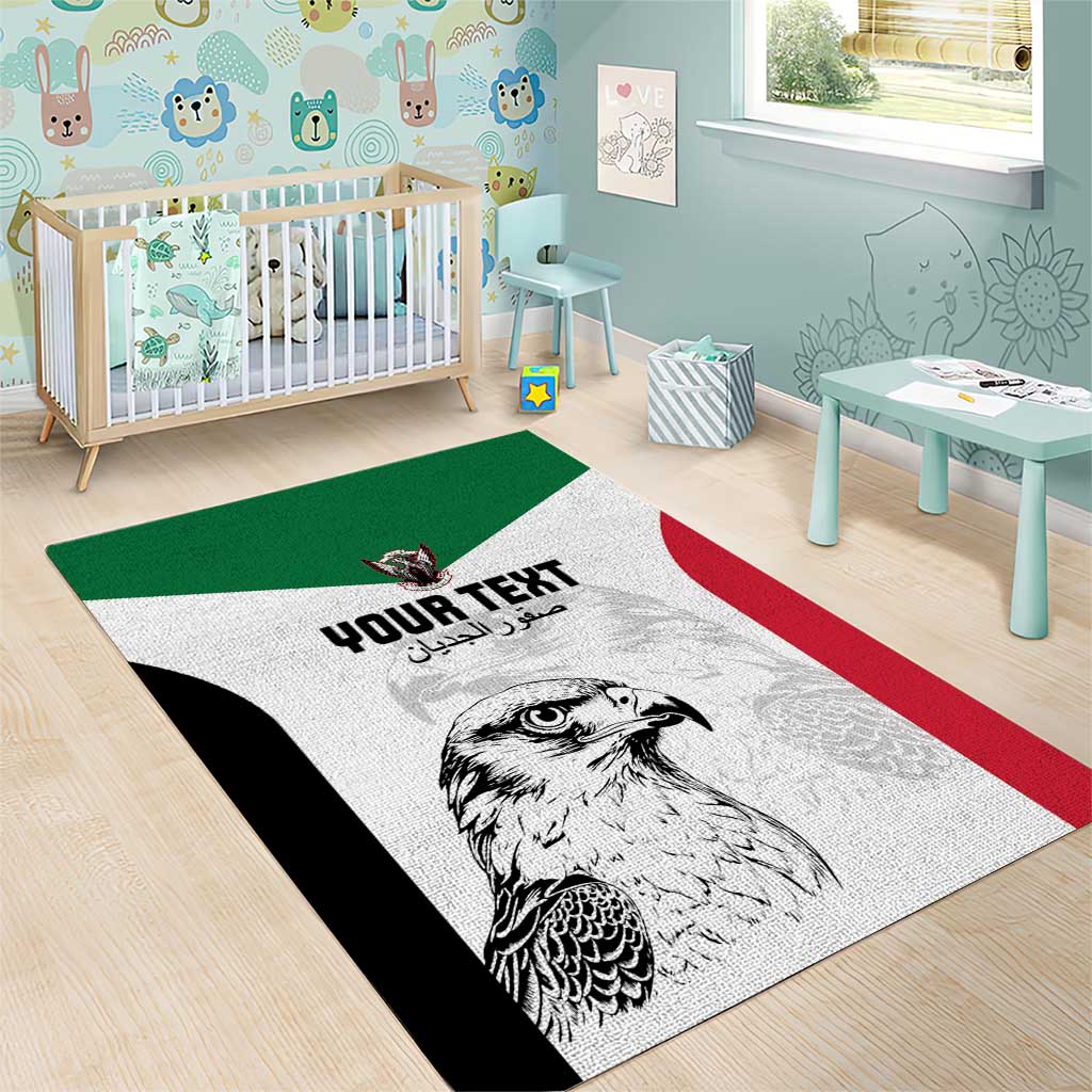 Custom Sudan Football Area Rug Yalla Falcons of Jediane