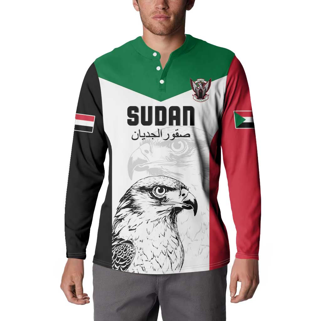 Custom Sudan Football Button Sweatshirt Yalla Falcons of Jediane