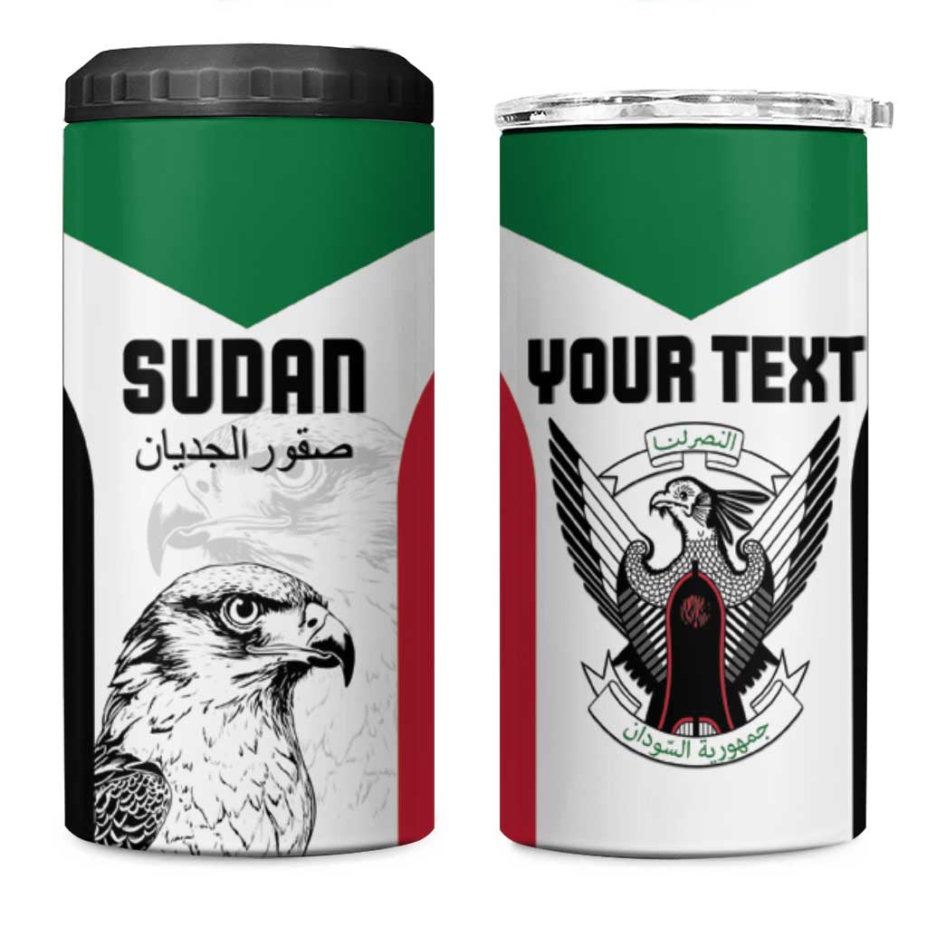 Custom Sudan Football 4 in 1 Can Cooler Tumbler Yalla Falcons of Jediane