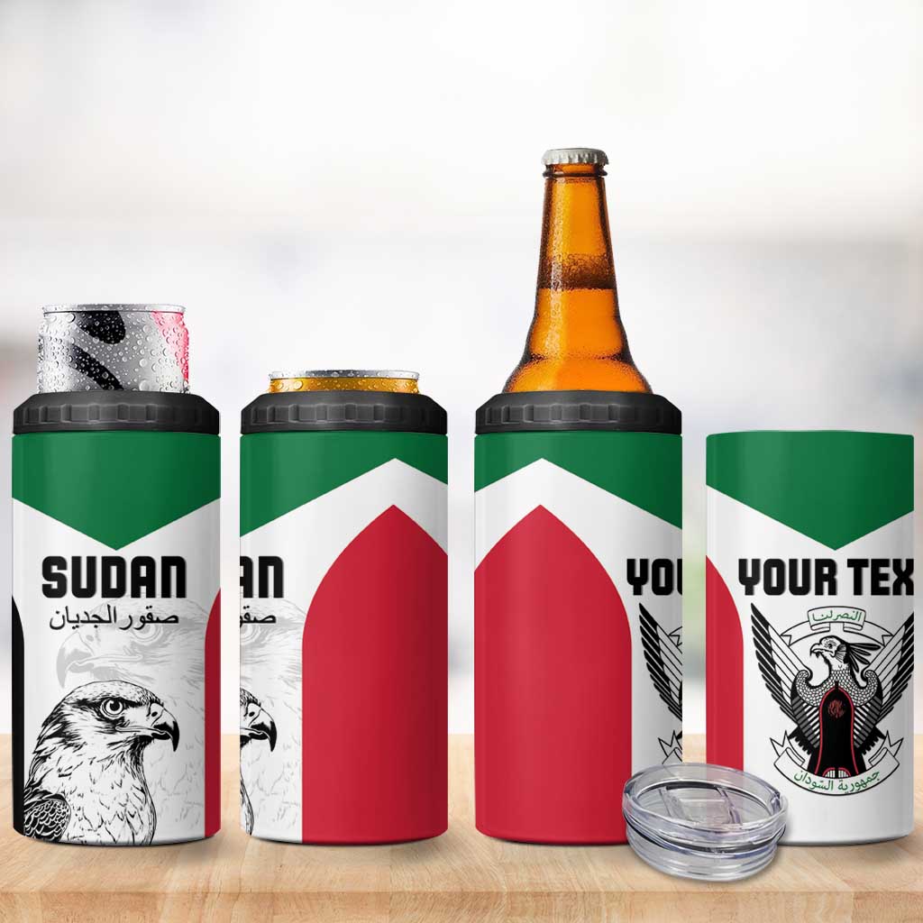 Custom Sudan Football 4 in 1 Can Cooler Tumbler Yalla Falcons of Jediane