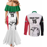Custom Sudan Football Couples Matching Mermaid Dress and Long Sleeve Button Shirt Yalla Falcons of Jediane