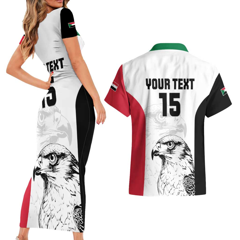 Custom Sudan Football Couples Matching Short Sleeve Bodycon Dress and Hawaiian Shirt Yalla Falcons of Jediane