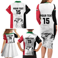 Custom Sudan Football Family Matching Long Sleeve Bodycon Dress and Hawaiian Shirt Yalla Falcons of Jediane