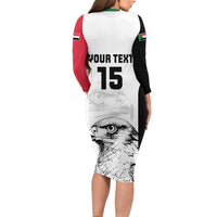 Custom Sudan Football Family Matching Long Sleeve Bodycon Dress and Hawaiian Shirt Yalla Falcons of Jediane