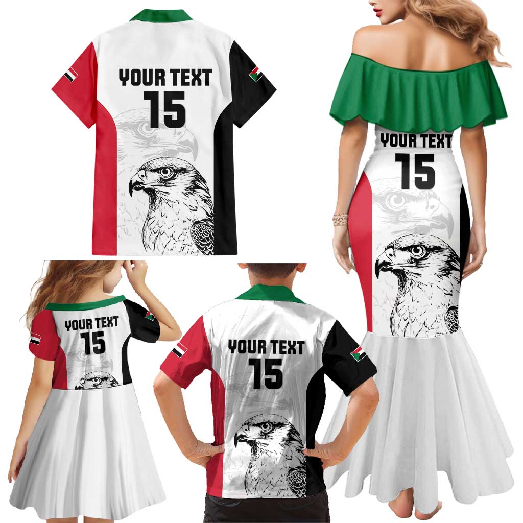 Custom Sudan Football Family Matching Mermaid Dress and Hawaiian Shirt Yalla Falcons of Jediane