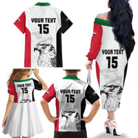 Custom Sudan Football Family Matching Off The Shoulder Long Sleeve Dress and Hawaiian Shirt Yalla Falcons of Jediane