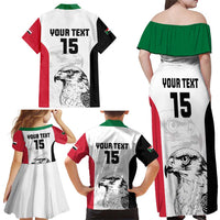 Custom Sudan Football Family Matching Off Shoulder Maxi Dress and Hawaiian Shirt Yalla Falcons of Jediane