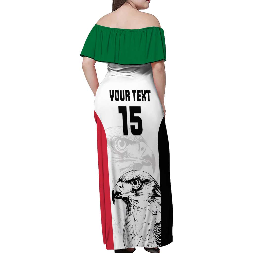 Custom Sudan Football Family Matching Off Shoulder Maxi Dress and Hawaiian Shirt Yalla Falcons of Jediane