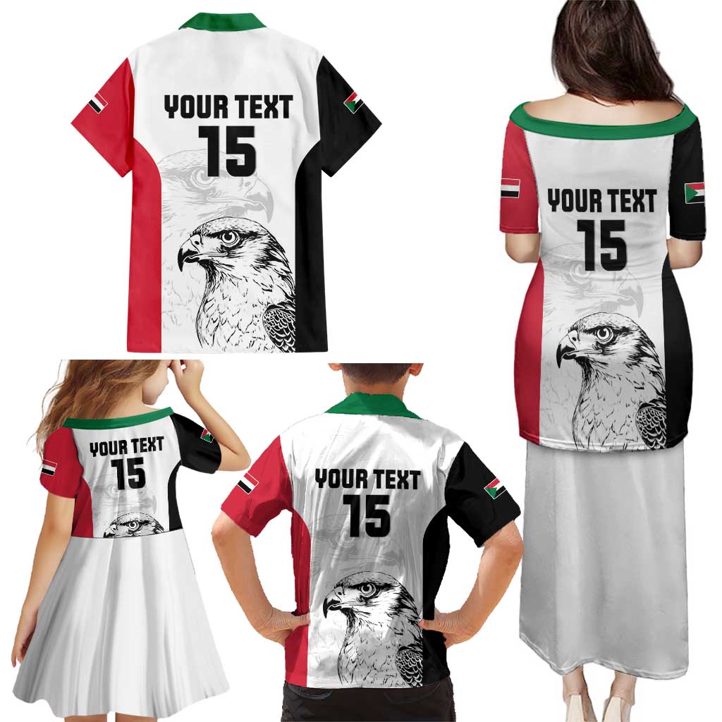 Custom Sudan Football Family Matching Puletasi and Hawaiian Shirt Yalla Falcons of Jediane