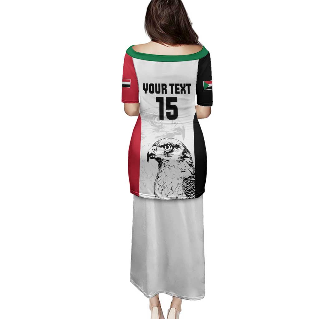 Custom Sudan Football Family Matching Puletasi and Hawaiian Shirt Yalla Falcons of Jediane