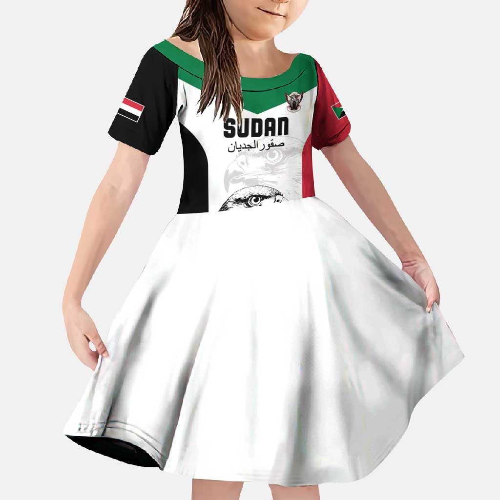 Custom Sudan Football Family Matching Short Sleeve Bodycon Dress and Hawaiian Shirt Yalla Falcons of Jediane