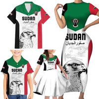 Custom Sudan Football Family Matching Short Sleeve Bodycon Dress and Hawaiian Shirt Yalla Falcons of Jediane