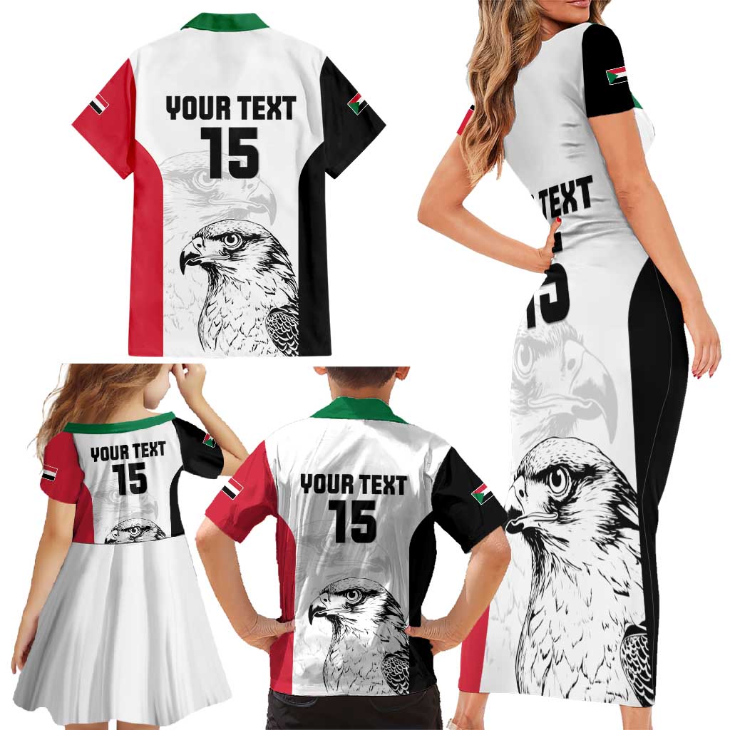 Custom Sudan Football Family Matching Short Sleeve Bodycon Dress and Hawaiian Shirt Yalla Falcons of Jediane