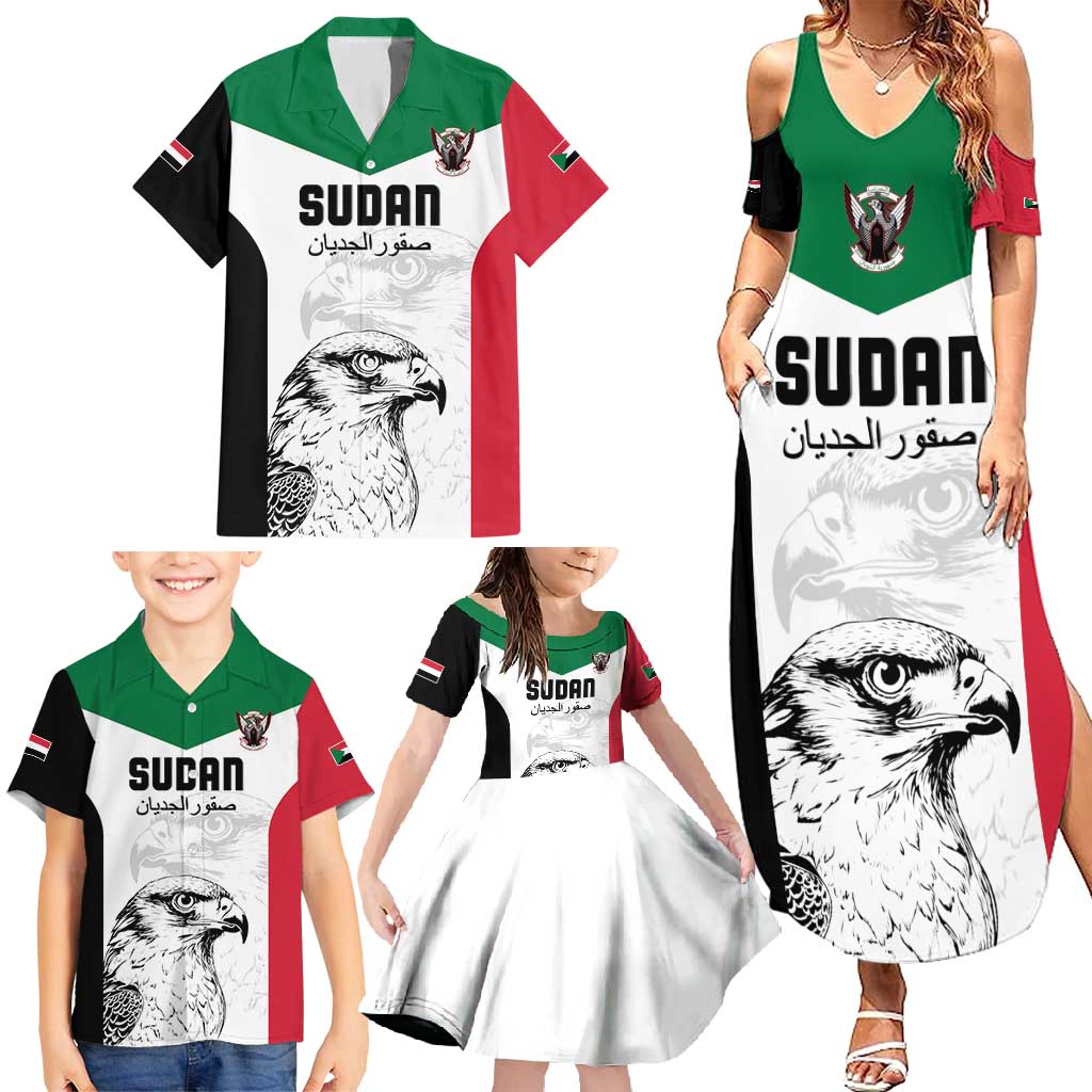 Custom Sudan Football Family Matching Summer Maxi Dress and Hawaiian Shirt Yalla Falcons of Jediane