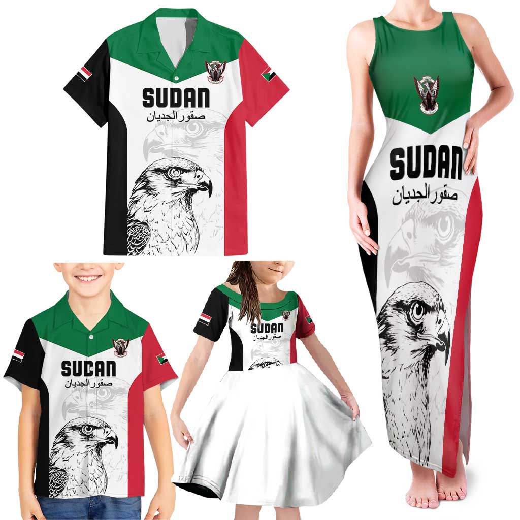 Custom Sudan Football Family Matching Tank Maxi Dress and Hawaiian Shirt Yalla Falcons of Jediane
