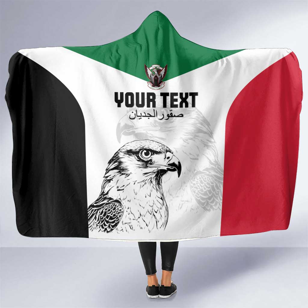 Custom Sudan Football Hooded Blanket Yalla Falcons of Jediane