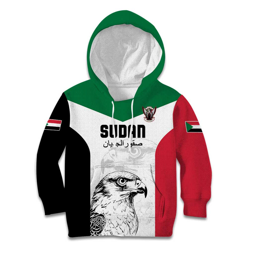 Custom Sudan Football Kid Hoodie Yalla Falcons of Jediane