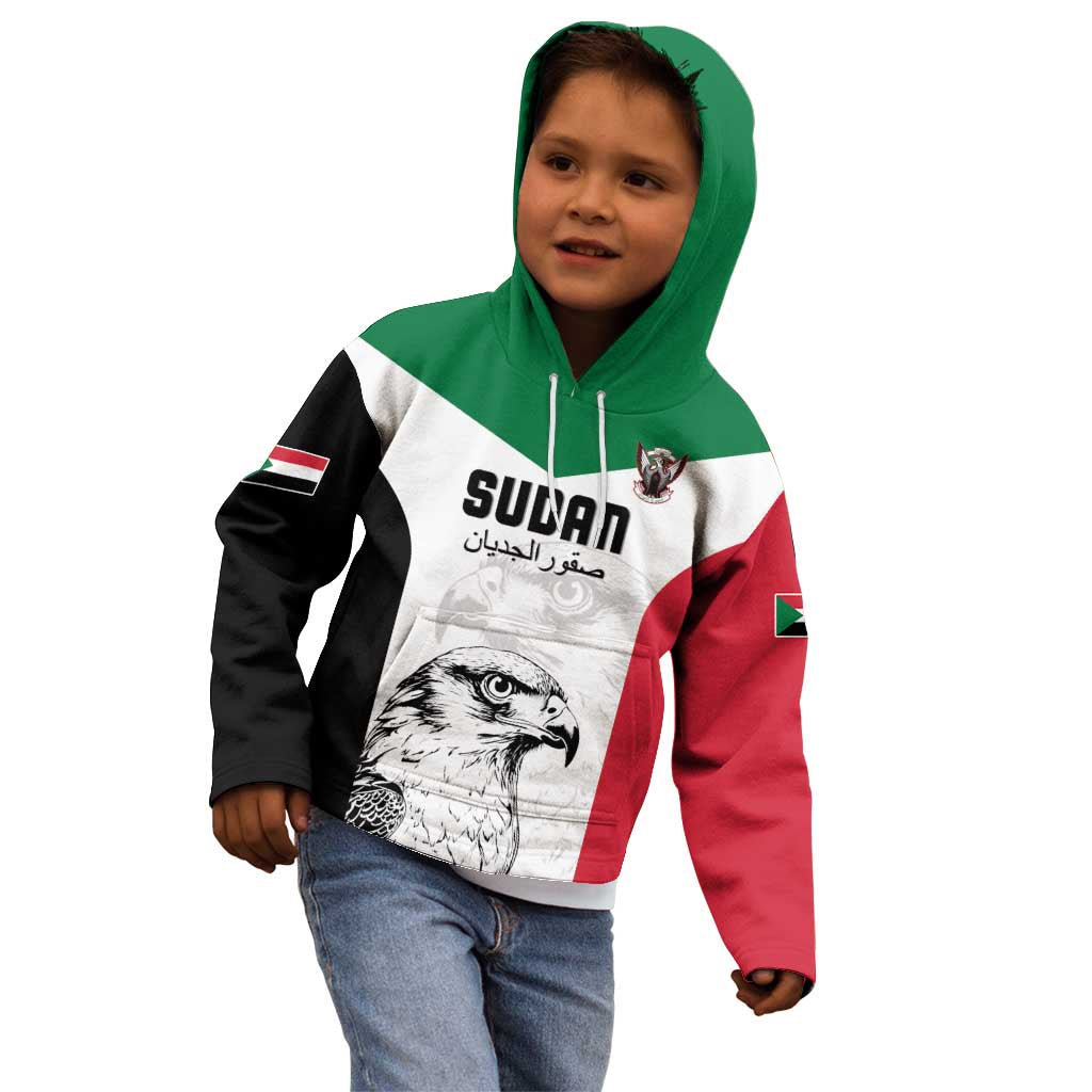 Custom Sudan Football Kid Hoodie Yalla Falcons of Jediane
