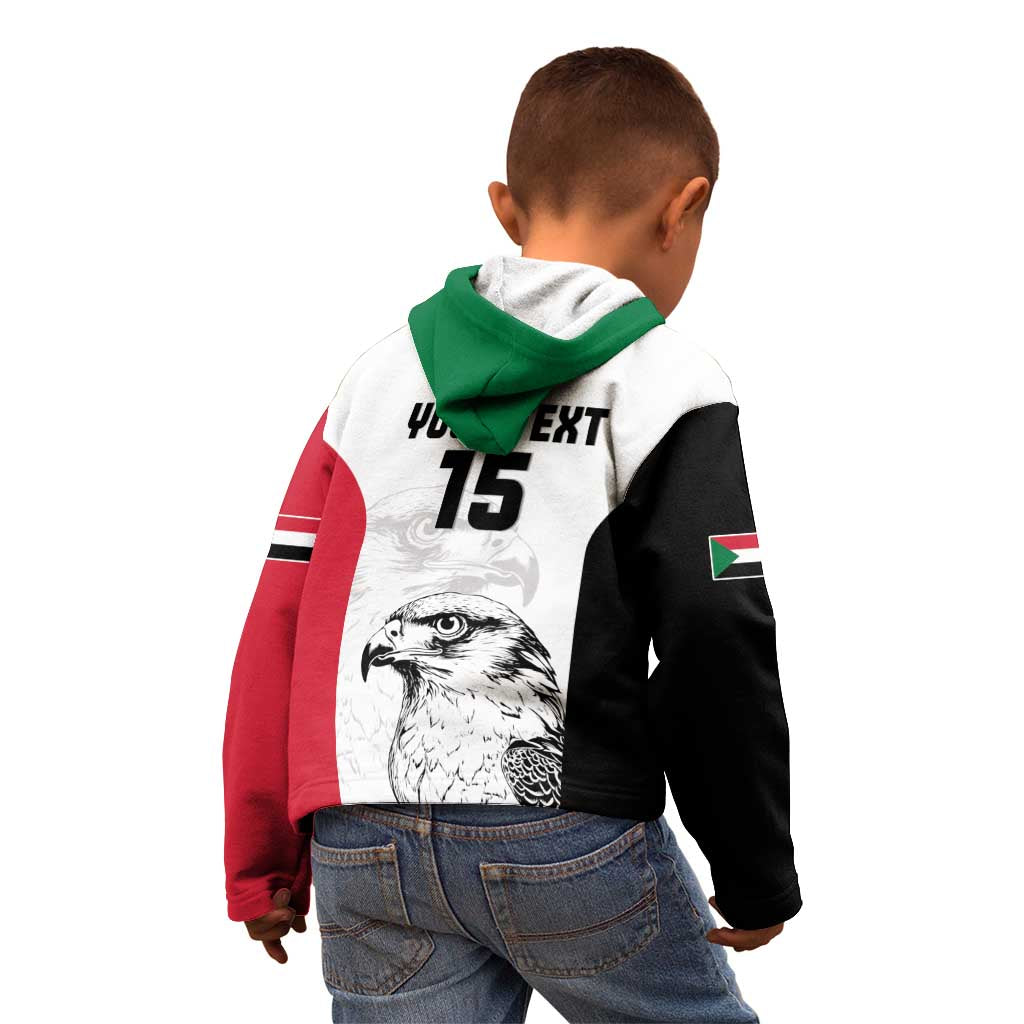 Custom Sudan Football Kid Hoodie Yalla Falcons of Jediane