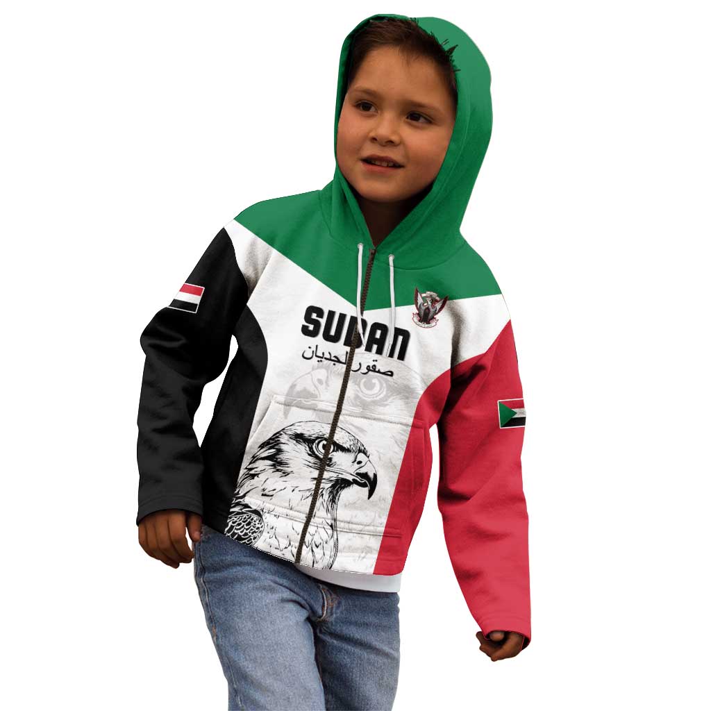 Custom Sudan Football Kid Hoodie Yalla Falcons of Jediane