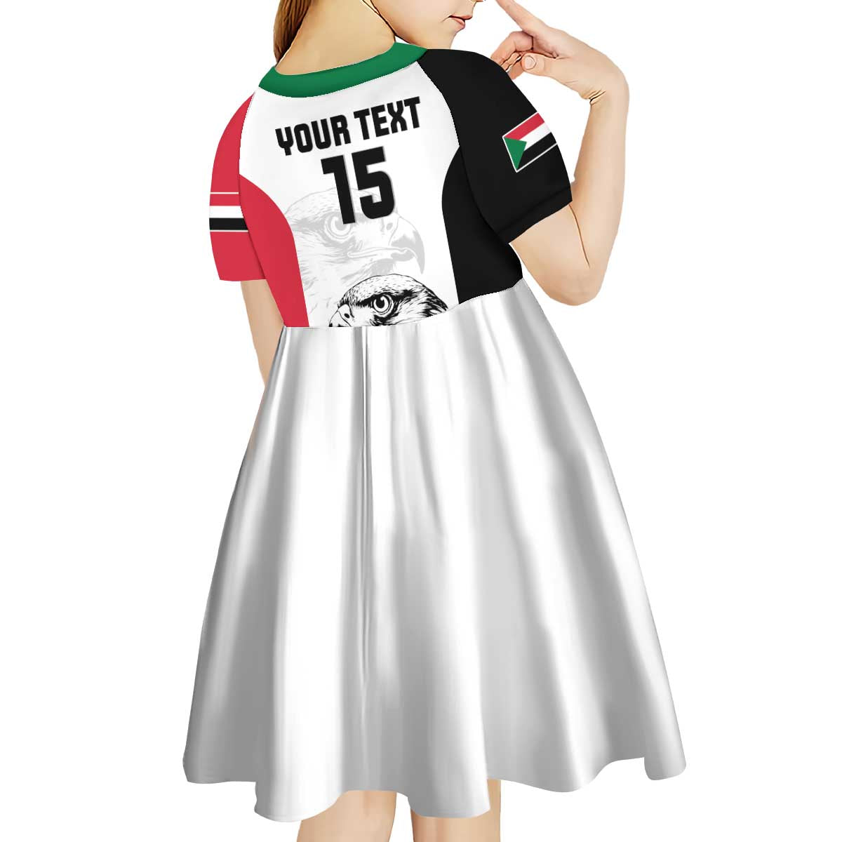 Custom Sudan Football Kid Short Sleeve Dress Yalla Falcons of Jediane