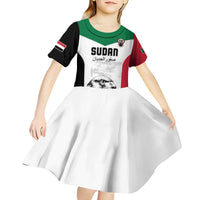 Custom Sudan Football Kid Short Sleeve Dress Yalla Falcons of Jediane