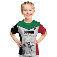 Custom Sudan Football Kid T Shirt Yalla Falcons of Jediane