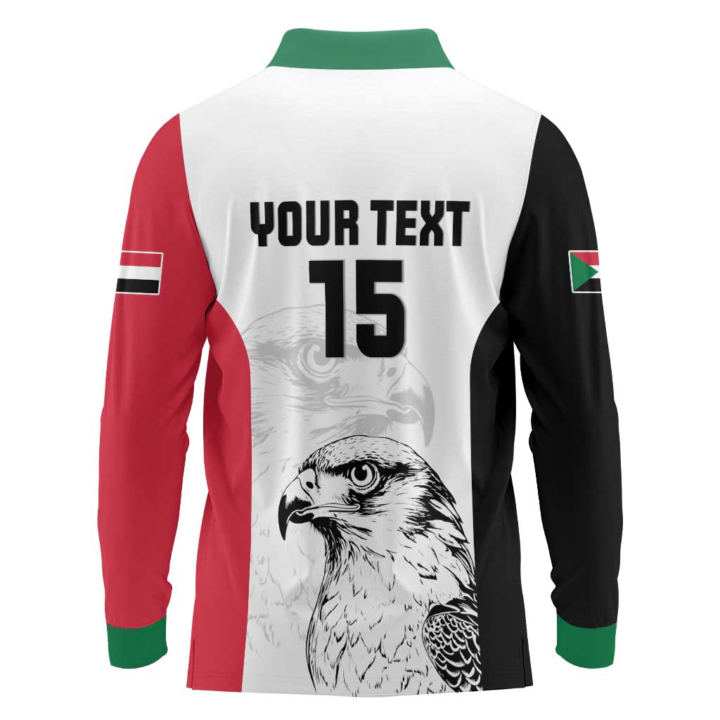 Custom Sudan Football Long Sleeve Polo Shirt Yalla Falcons of Jediane