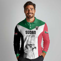 Custom Sudan Football Long Sleeve Polo Shirt Yalla Falcons of Jediane