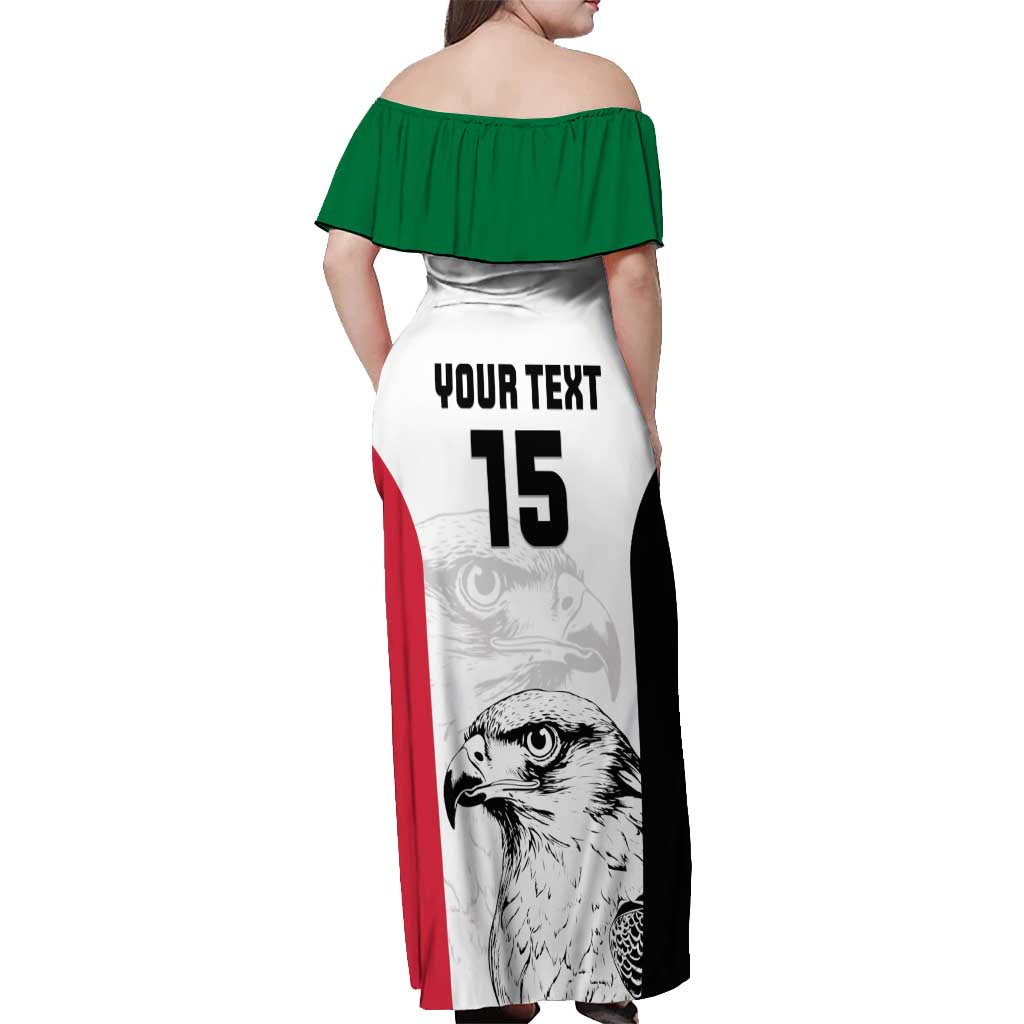 Custom Sudan Football Off Shoulder Maxi Dress Yalla Falcons of Jediane