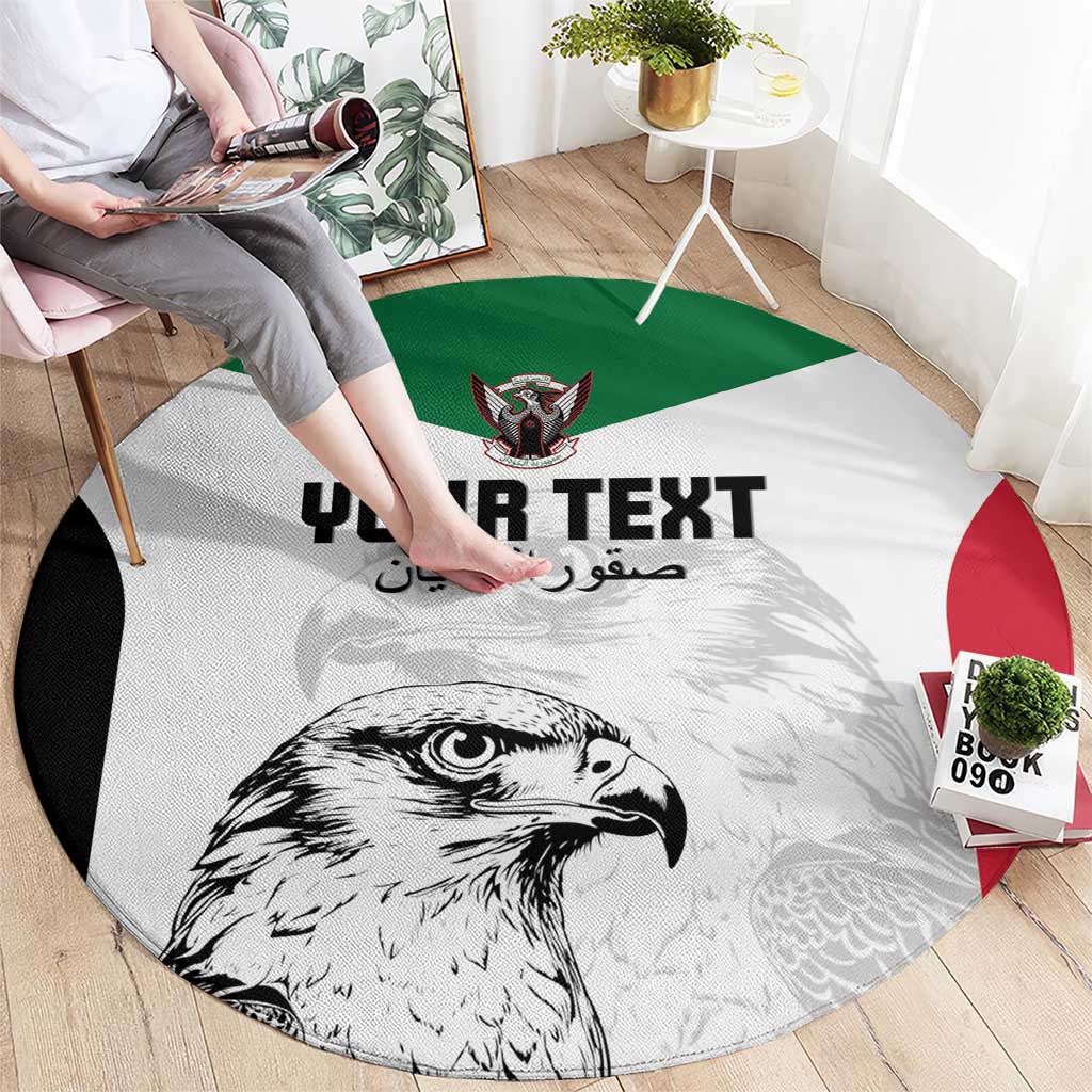 Custom Sudan Football Round Carpet Yalla Falcons of Jediane