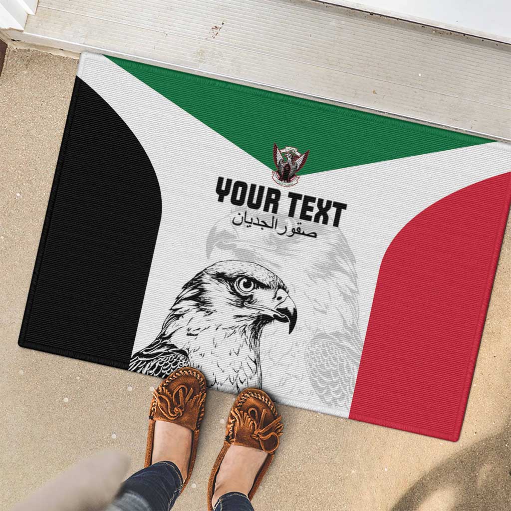 Custom Sudan Football Rubber Doormat Yalla Falcons of Jediane