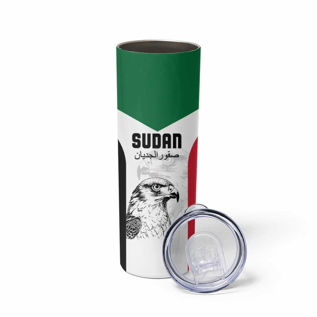 Custom Sudan Football Skinny Tumbler Yalla Falcons of Jediane