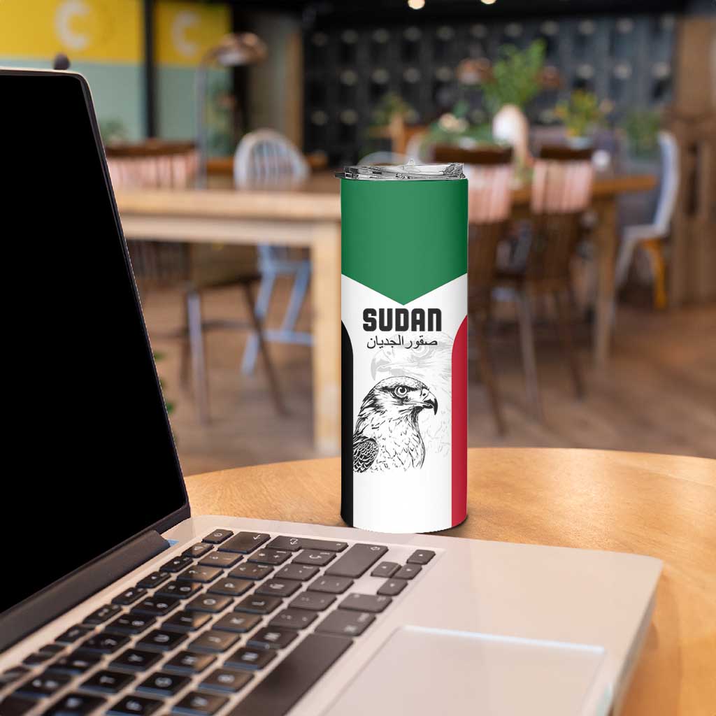 Custom Sudan Football Skinny Tumbler Yalla Falcons of Jediane