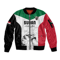 Custom Sudan Football Sleeve Zip Bomber Jacket Yalla Falcons of Jediane