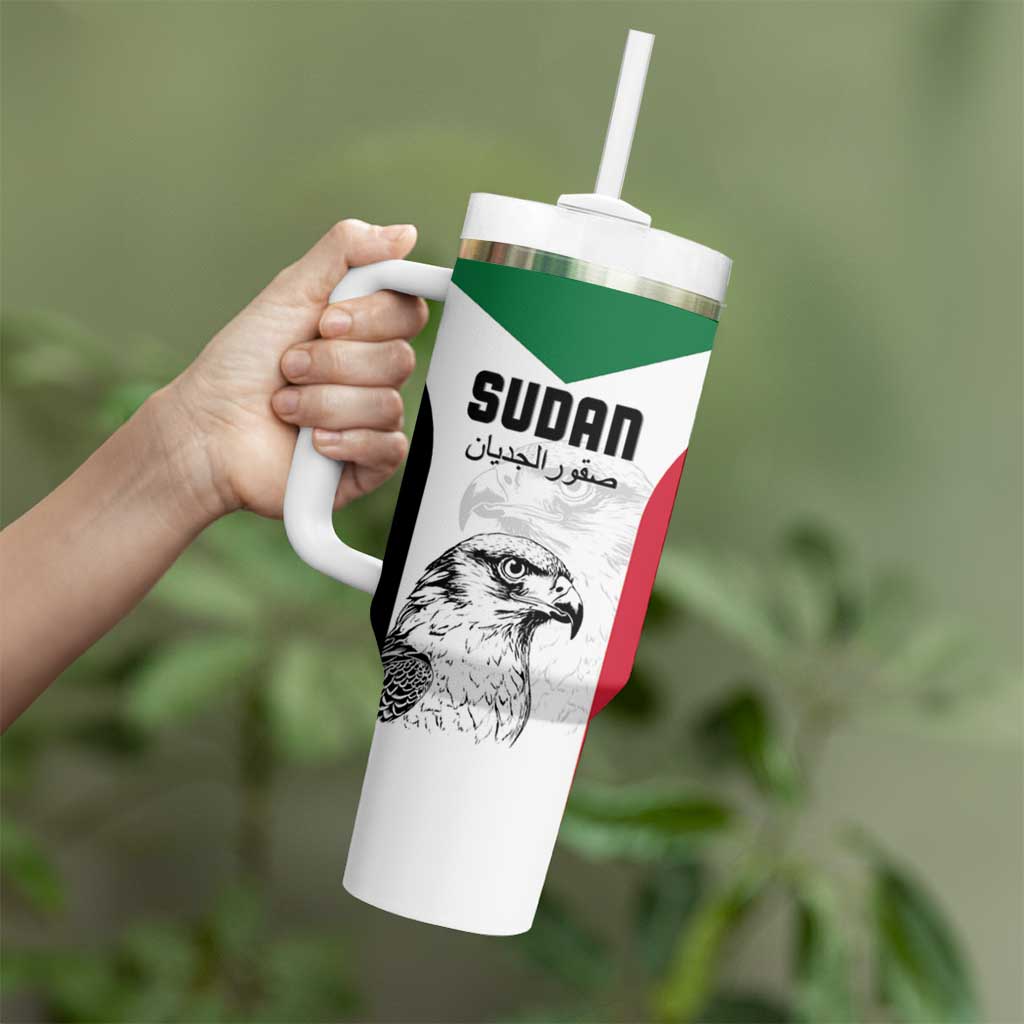 Custom Sudan Football Tumbler With Handle Yalla Falcons of Jediane