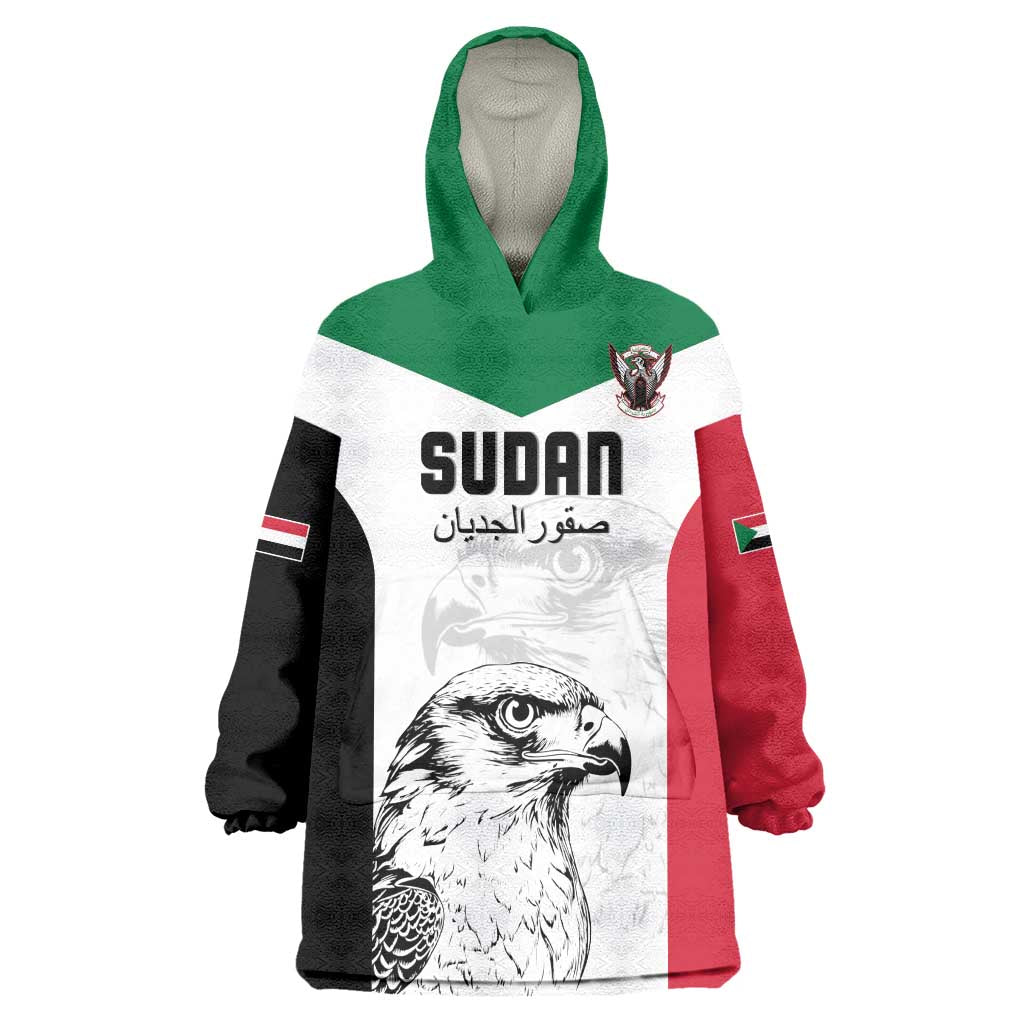 Custom Sudan Football Wearable Blanket Hoodie Yalla Falcons of Jediane