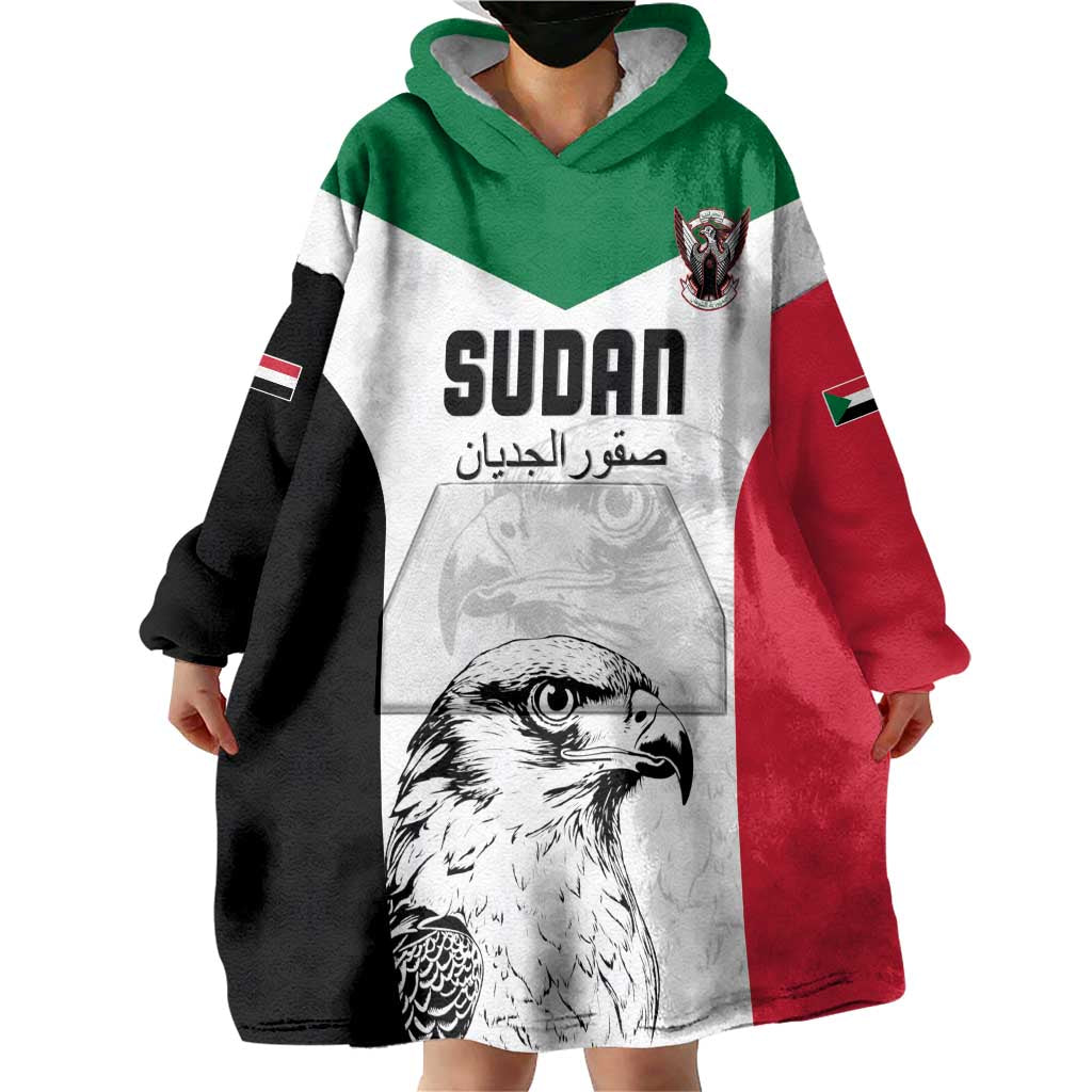 Custom Sudan Football Wearable Blanket Hoodie Yalla Falcons of Jediane
