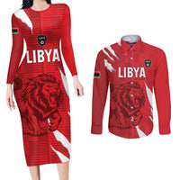 Custom Libya Football Couples Matching Long Sleeve Bodycon Dress and Long Sleeve Button Shirt Forza Libya