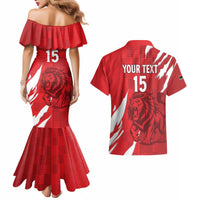 Custom Libya Football Couples Matching Mermaid Dress and Hawaiian Shirt Forza Libya